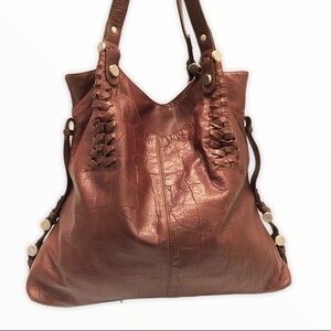 B. Makowsky large embossed brown leather bag